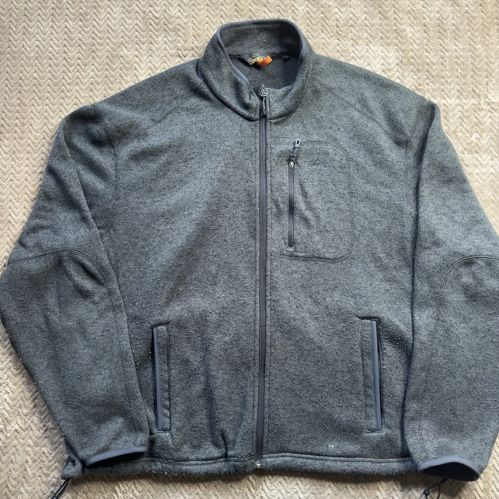 ORVIS Men's Trout Bum Polyester Fleece Full Zip Knit Jacket Gray Size XXL